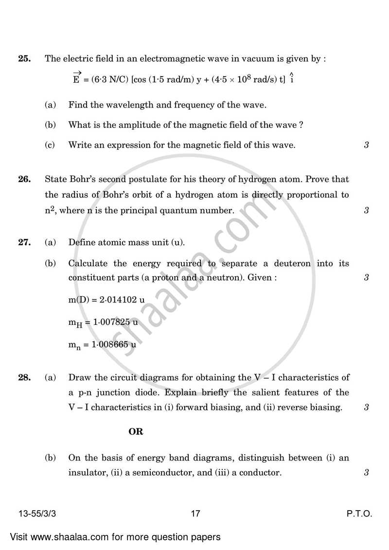 Physics 2023-2024 - CBSE 12th - Class 12 - CBSE (Central Board of Secondary Education) question paper with PDF download