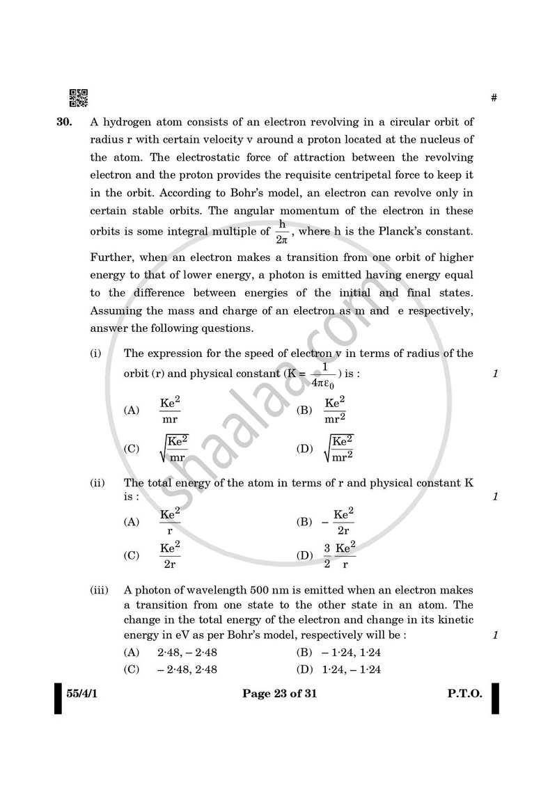Physics 2024-2025 - CBSE 12th - Class 12 - CBSE (Central Board of Secondary Education) question paper with PDF download