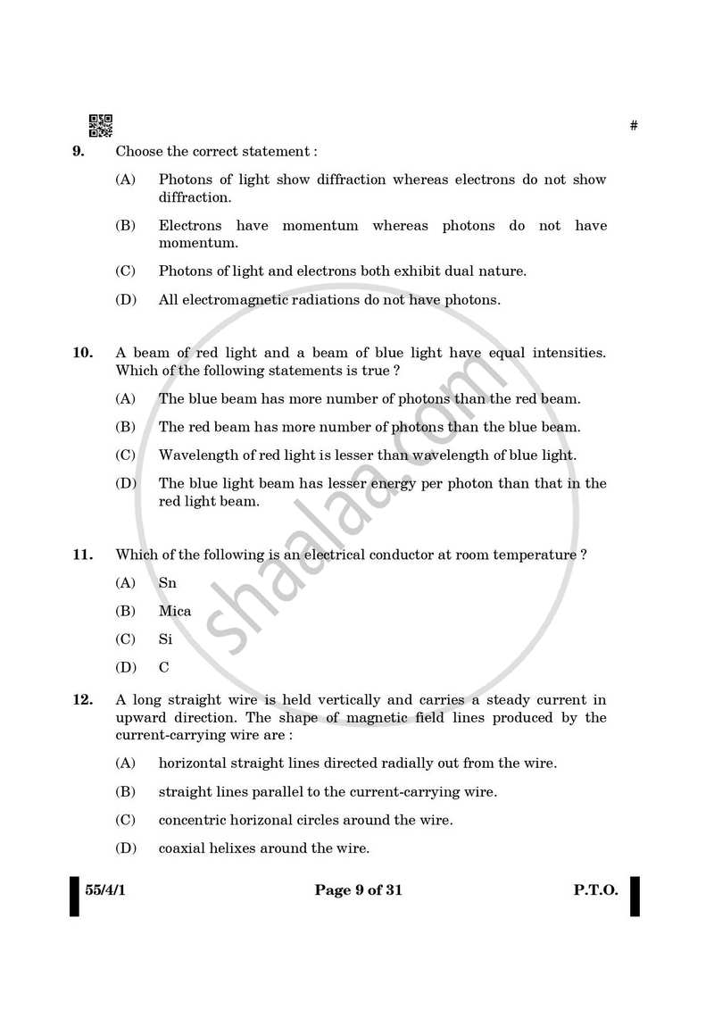 Physics 2024-2025 - CBSE 12th - Class 12 - CBSE (Central Board of Secondary Education) question paper with PDF download
