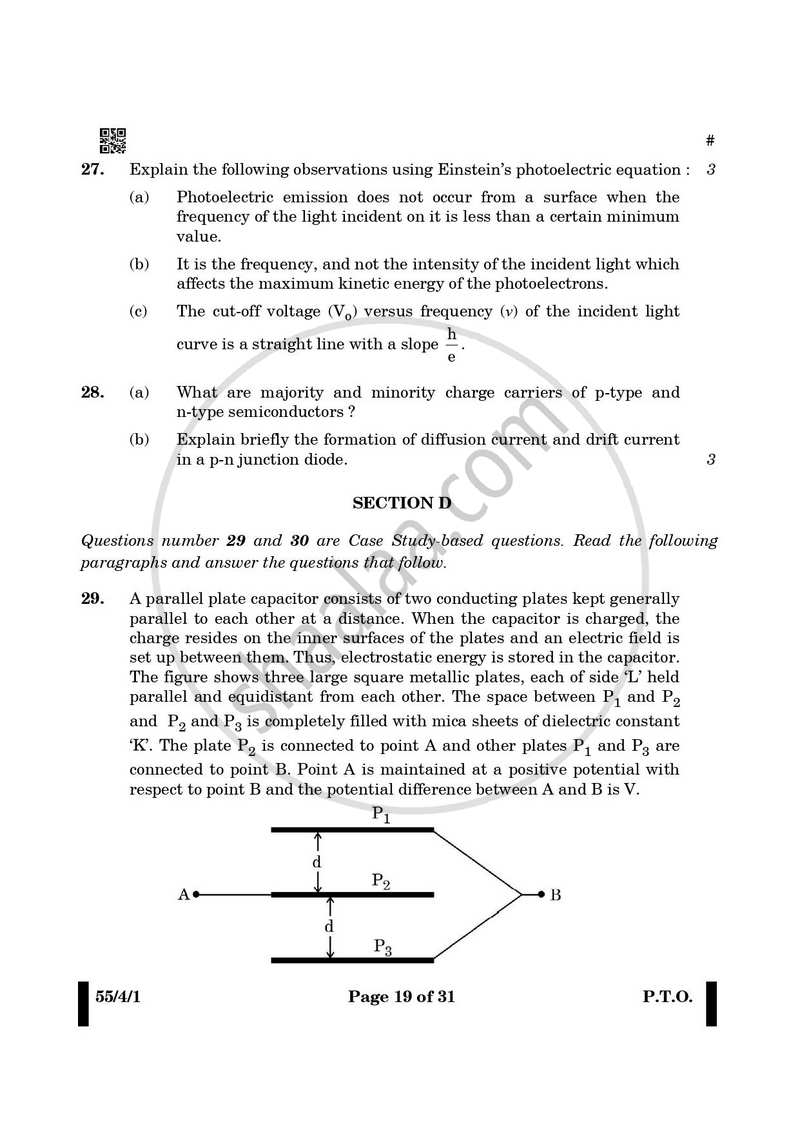 Physics 2024-2025 - CBSE 12th - Class 12 - CBSE (Central Board of Secondary Education) question paper with PDF download