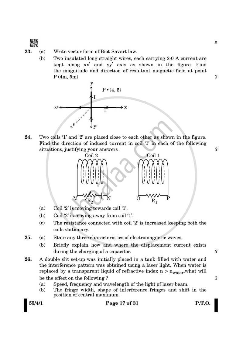 Physics 2024-2025 - CBSE 12th - Class 12 - CBSE (Central Board of Secondary Education) question paper with PDF download