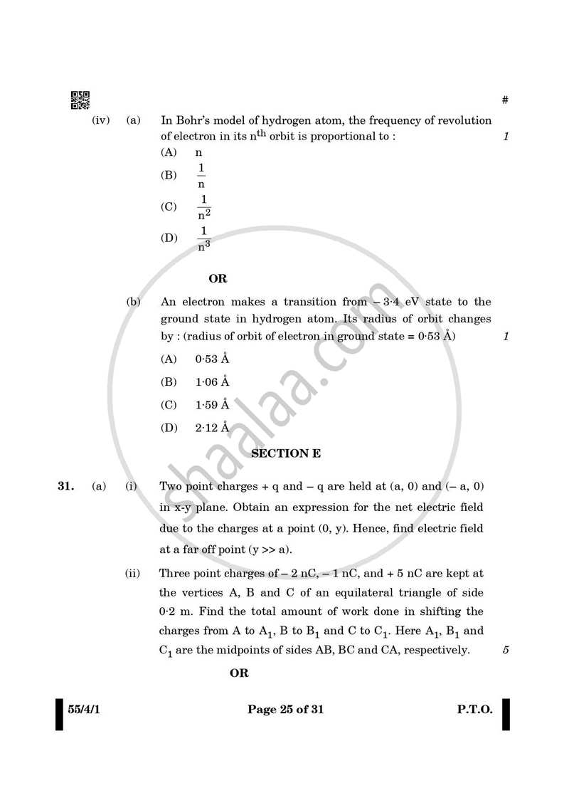 Physics 2024-2025 - CBSE 12th - Class 12 - CBSE (Central Board of Secondary Education) question paper with PDF download