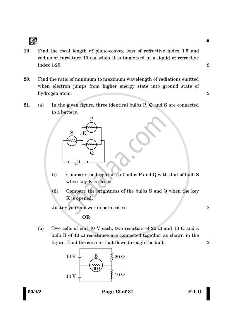 Physics 2024-2025 - CBSE 12th - Class 12 - CBSE (Central Board of Secondary Education) question paper with PDF download