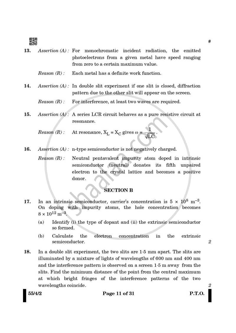 Physics 2024-2025 - CBSE 12th - Class 12 - CBSE (Central Board of Secondary Education) question paper with PDF download