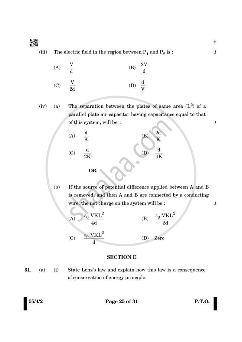 Physics 2024-2025 - CBSE 12th - Class 12 - CBSE (Central Board of Secondary Education) question paper with PDF download