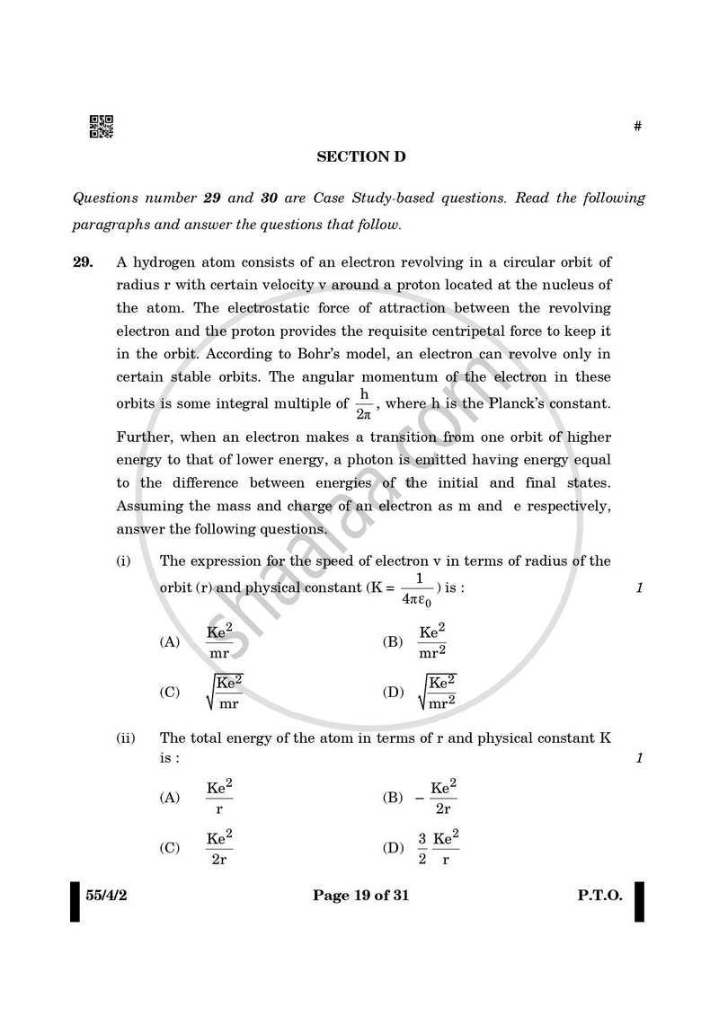 Physics 2024-2025 - CBSE 12th - Class 12 - CBSE (Central Board of Secondary Education) question paper with PDF download