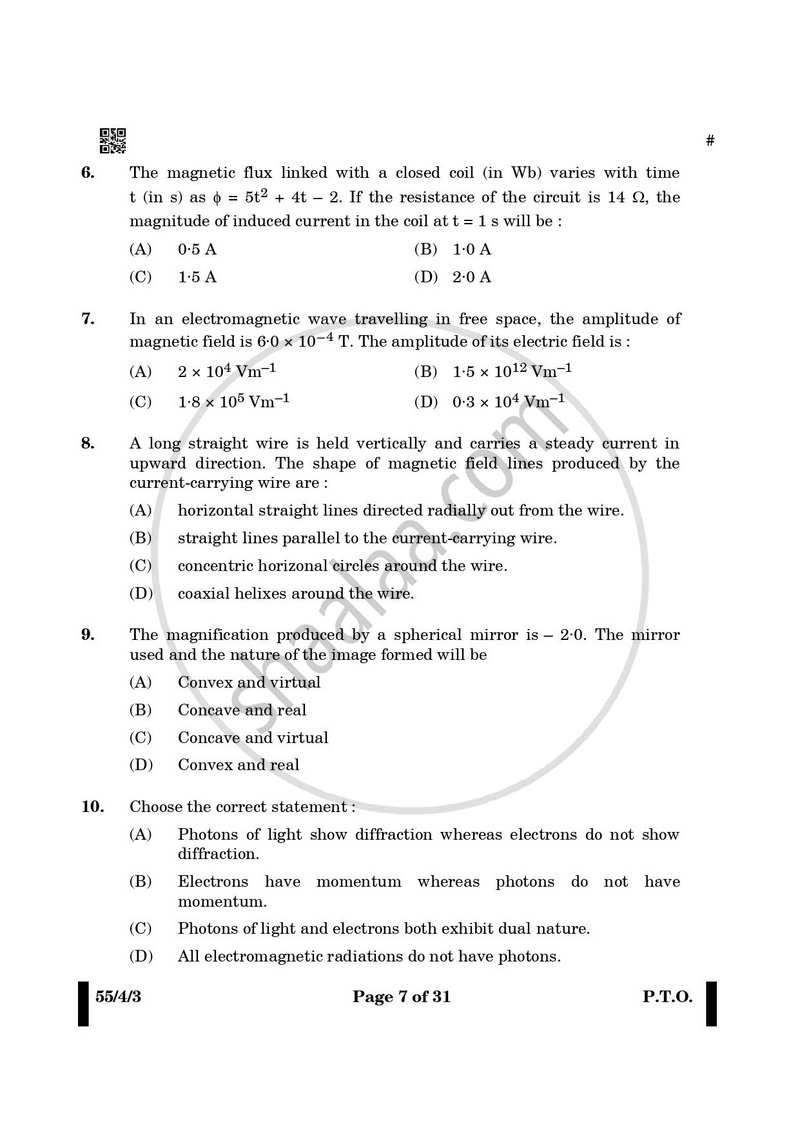 Physics 2024-2025 - CBSE 12th - Class 12 - CBSE (Central Board of Secondary Education) question paper with PDF download