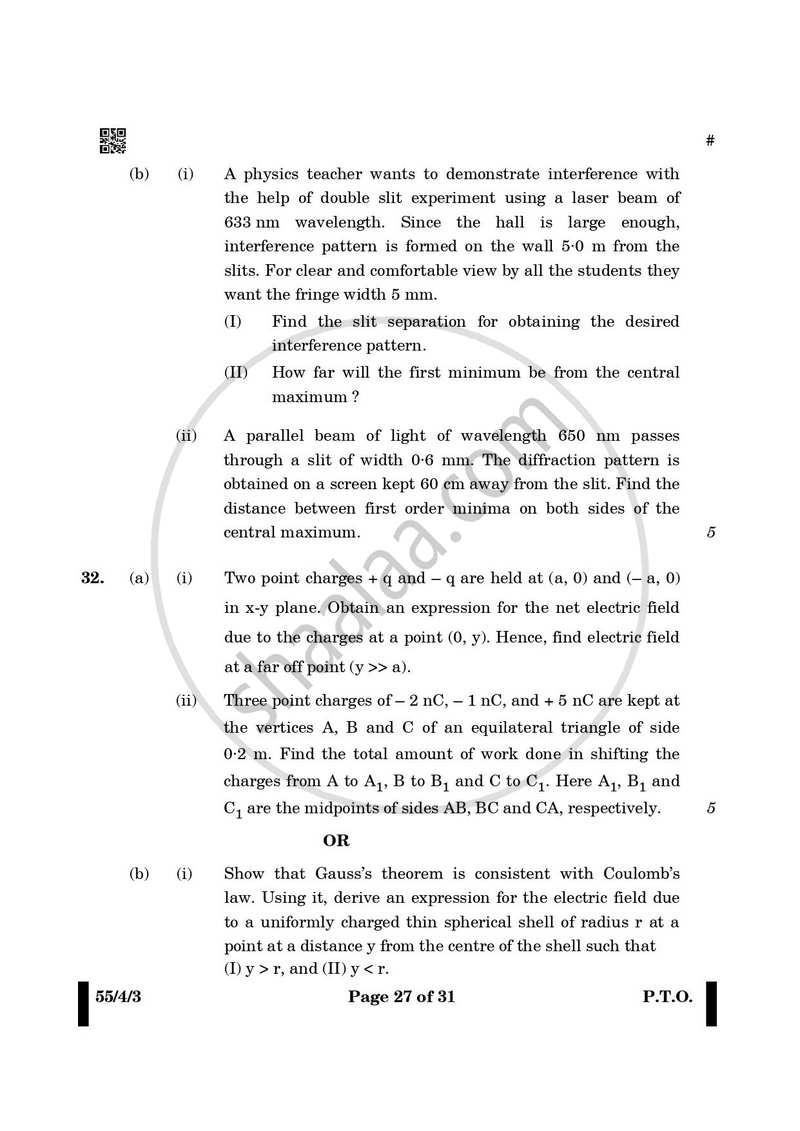 Physics 2024-2025 - CBSE 12th - Class 12 - CBSE (Central Board of Secondary Education) question paper with PDF download
