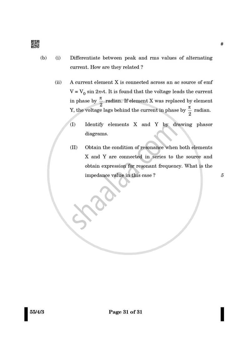 Physics 2024-2025 - CBSE 12th - Class 12 - CBSE (Central Board of Secondary Education) question paper with PDF download
