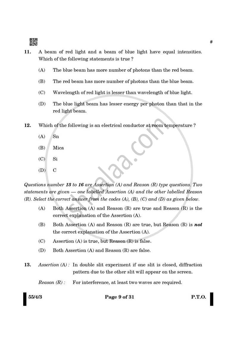Physics 2024-2025 - CBSE 12th - Class 12 - CBSE (Central Board of Secondary Education) question paper with PDF download