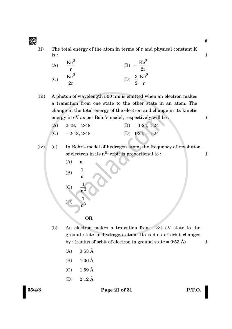 Physics 2024-2025 - CBSE 12th - Class 12 - CBSE (Central Board of Secondary Education) question paper with PDF download