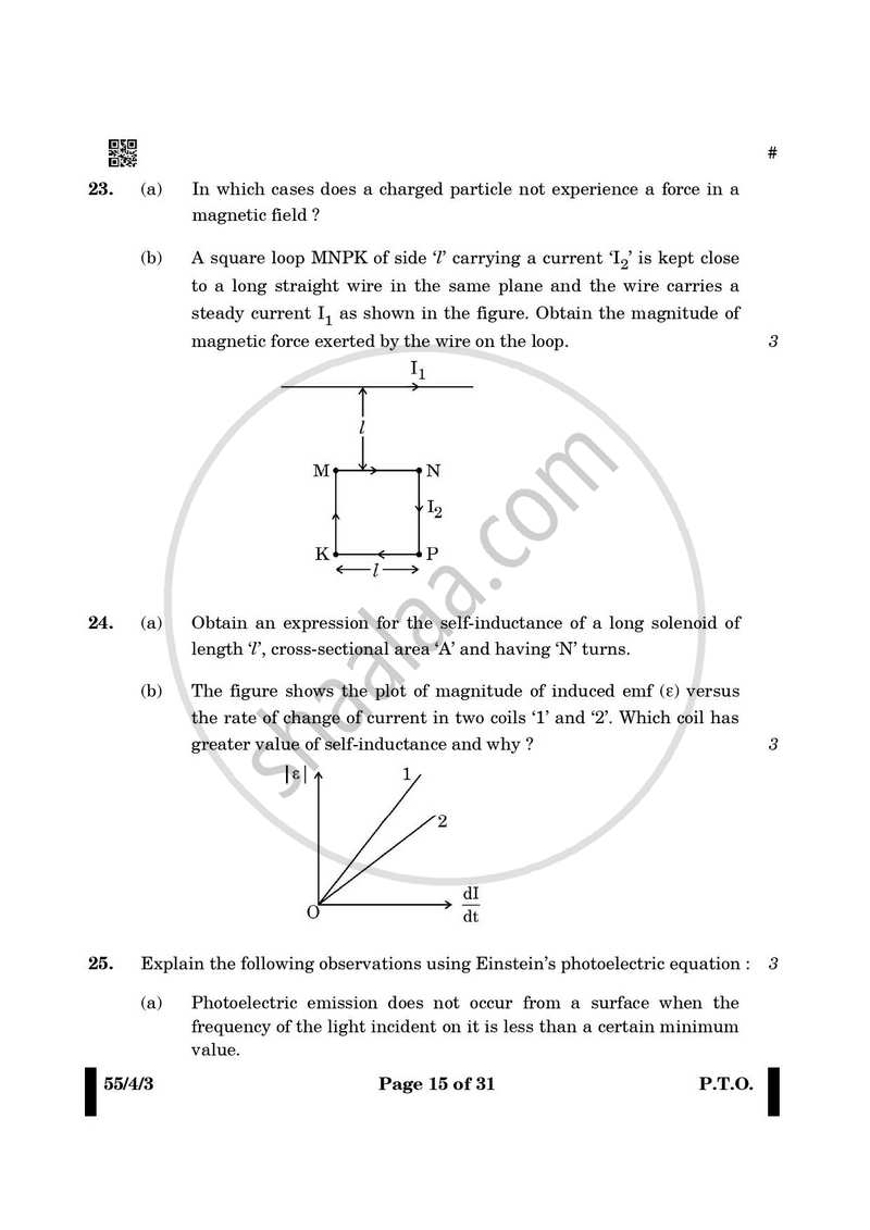 Physics 2024-2025 - CBSE 12th - Class 12 - CBSE (Central Board of Secondary Education) question paper with PDF download
