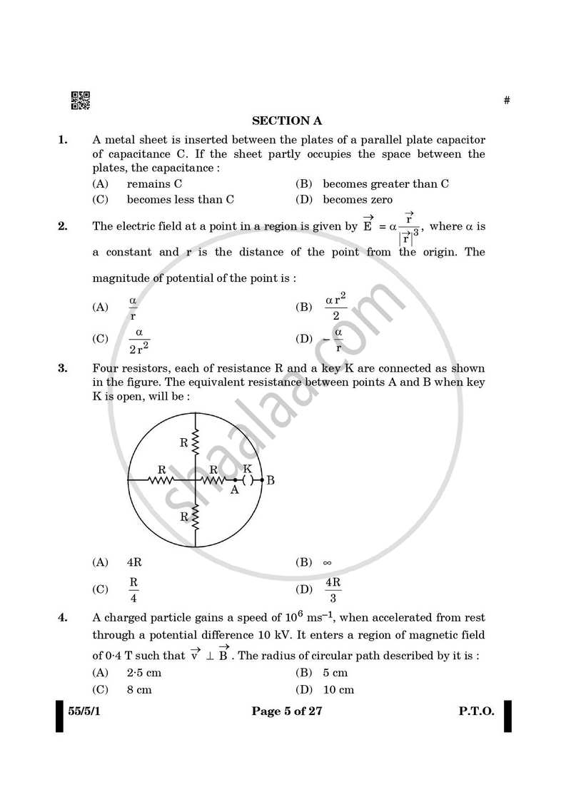 Physics 2024-2025 - CBSE 12th - Class 12 - CBSE (Central Board of Secondary Education) question paper with PDF download