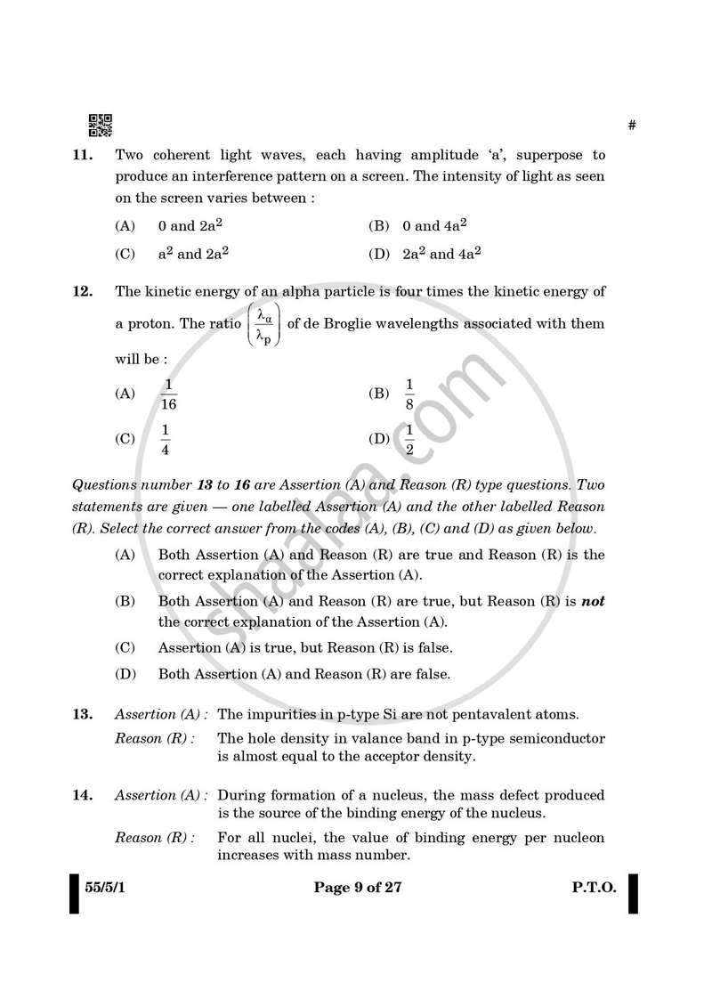 Physics 2024-2025 - CBSE 12th - Class 12 - CBSE (Central Board of Secondary Education) question paper with PDF download