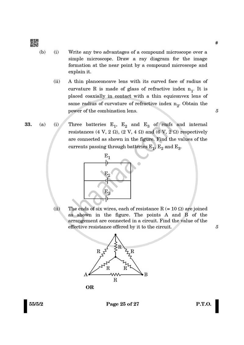 Physics 2024-2025 - CBSE 12th - Class 12 - CBSE (Central Board of Secondary Education) question paper with PDF download