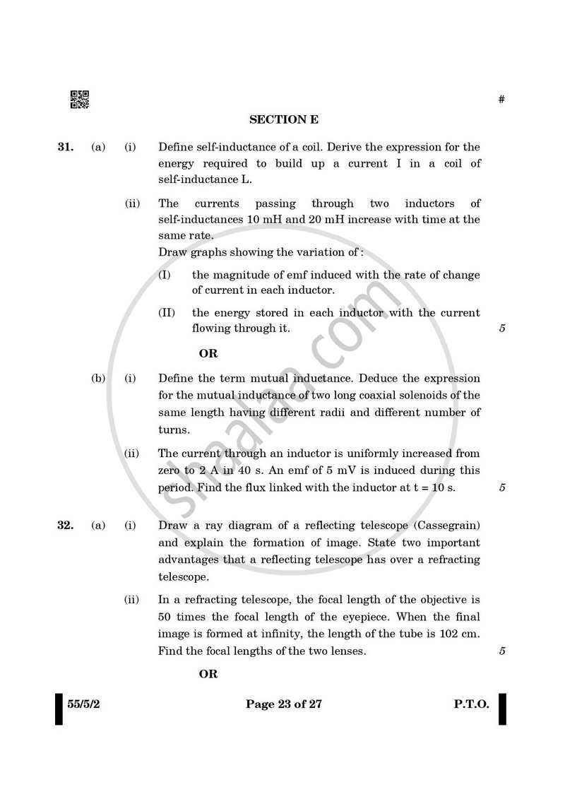 Physics 2024-2025 - CBSE 12th - Class 12 - CBSE (Central Board of Secondary Education) question paper with PDF download