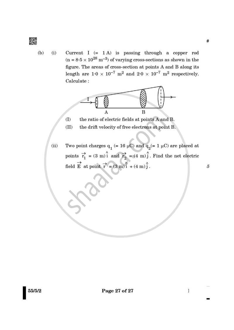Physics 2024-2025 - CBSE 12th - Class 12 - CBSE (Central Board of Secondary Education) question paper with PDF download