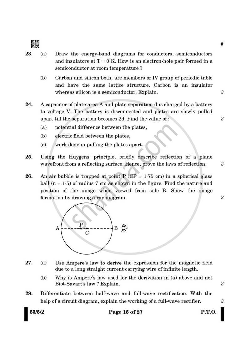 Physics 2024-2025 - CBSE 12th - Class 12 - CBSE (Central Board of Secondary Education) question paper with PDF download