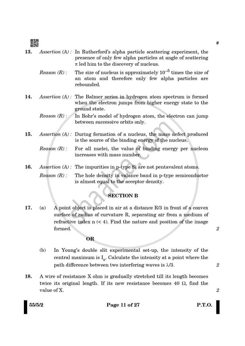 Physics 2024-2025 - CBSE 12th - Class 12 - CBSE (Central Board of Secondary Education) question paper with PDF download