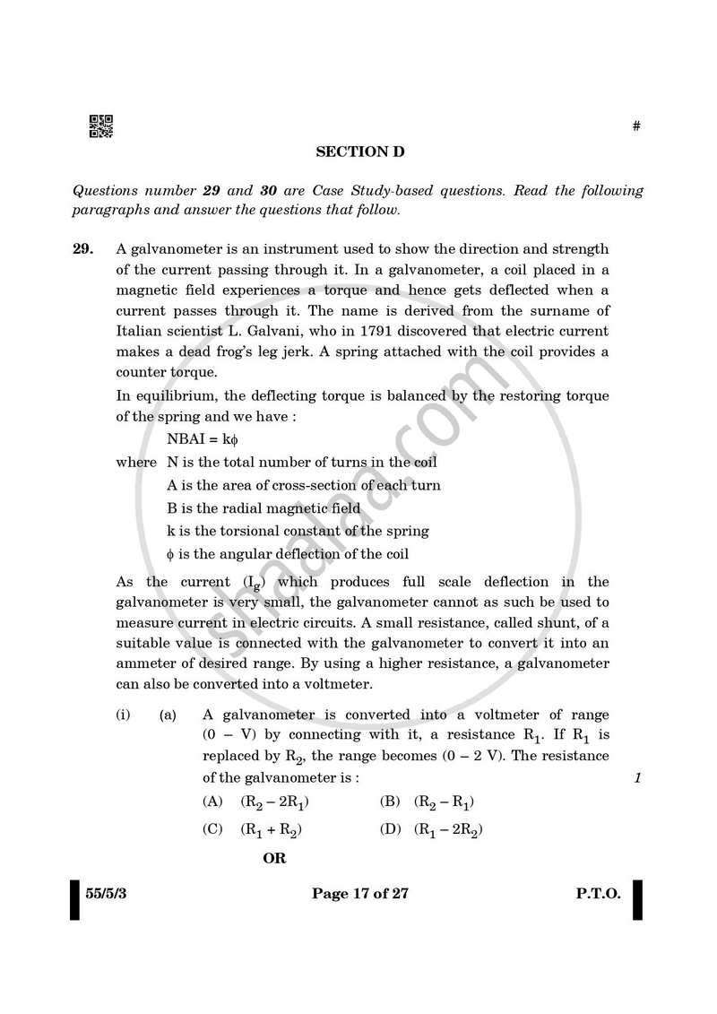 Physics 2024-2025 - CBSE 12th - Class 12 - CBSE (Central Board of Secondary Education) question paper with PDF download