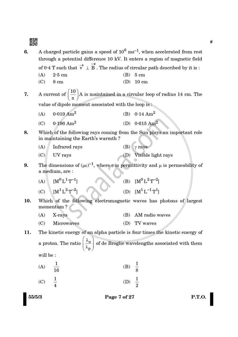 Physics 2024-2025 - CBSE 12th - Class 12 - CBSE (Central Board of Secondary Education) question paper with PDF download