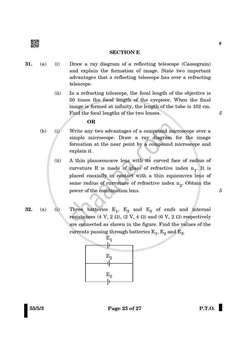 Physics 2024-2025 - CBSE 12th - Class 12 - CBSE (Central Board of Secondary Education) question paper with PDF download