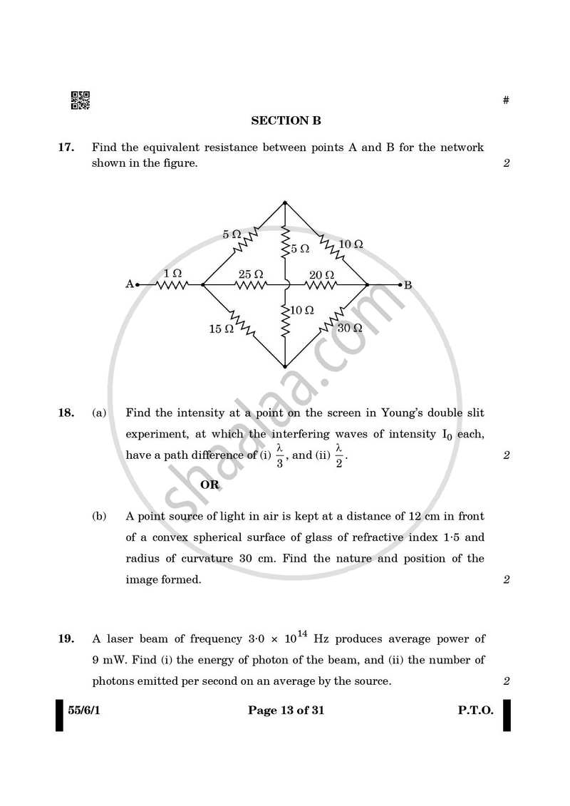 Physics 2024-2025 - CBSE 12th - Class 12 - CBSE (Central Board of Secondary Education) question paper with PDF download
