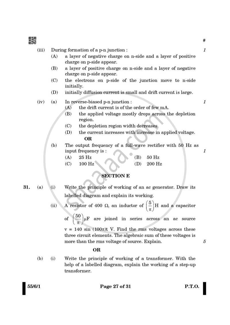 Physics 2024-2025 - CBSE 12th - Class 12 - CBSE (Central Board of Secondary Education) question paper with PDF download
