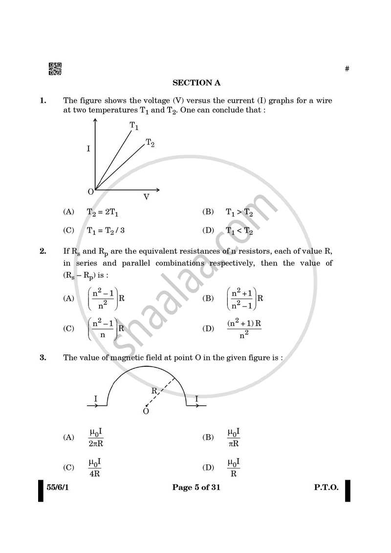 Physics 2024-2025 - CBSE 12th - Class 12 - CBSE (Central Board of Secondary Education) question paper with PDF download