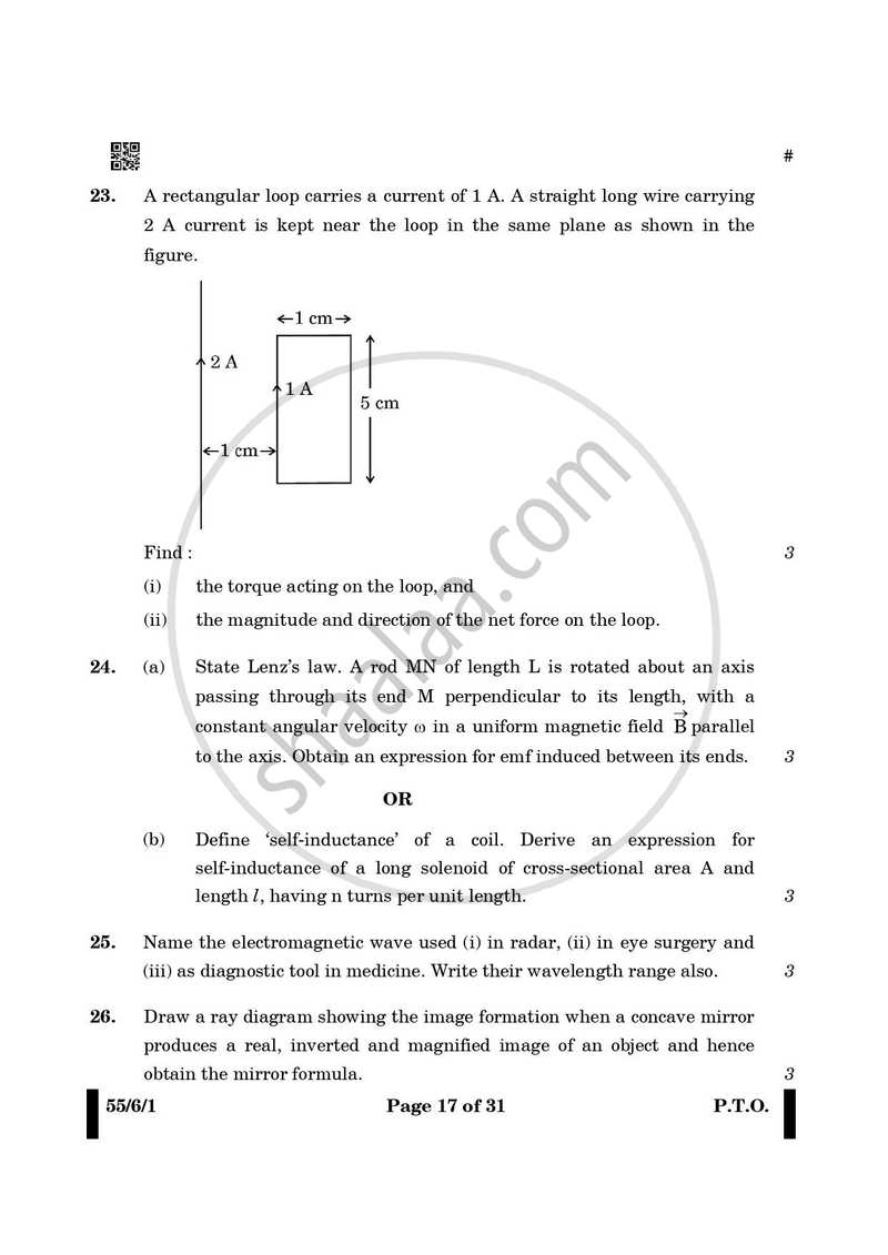 Physics 2024-2025 - CBSE 12th - Class 12 - CBSE (Central Board of Secondary Education) question paper with PDF download