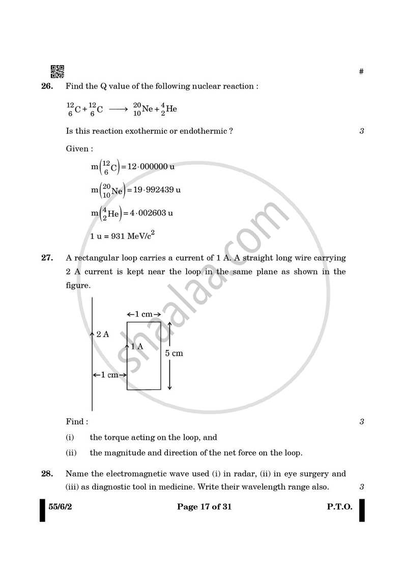 Physics 2024-2025 - CBSE 12th - Class 12 - CBSE (Central Board of Secondary Education) question paper with PDF download