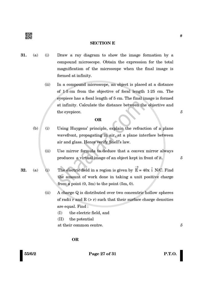 Physics 2024-2025 - CBSE 12th - Class 12 - CBSE (Central Board of Secondary Education) question paper with PDF download
