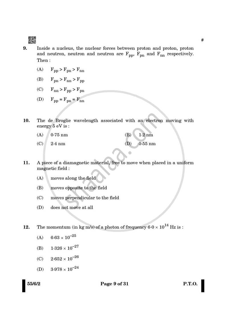 Physics 2024-2025 - CBSE 12th - Class 12 - CBSE (Central Board of Secondary Education) question paper with PDF download
