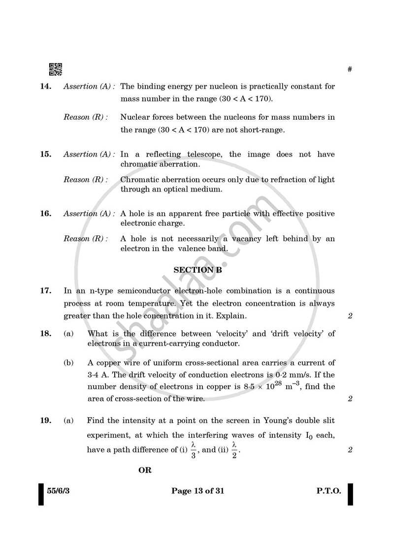 Physics 2024-2025 - CBSE 12th - Class 12 - CBSE (Central Board of Secondary Education) question paper with PDF download
