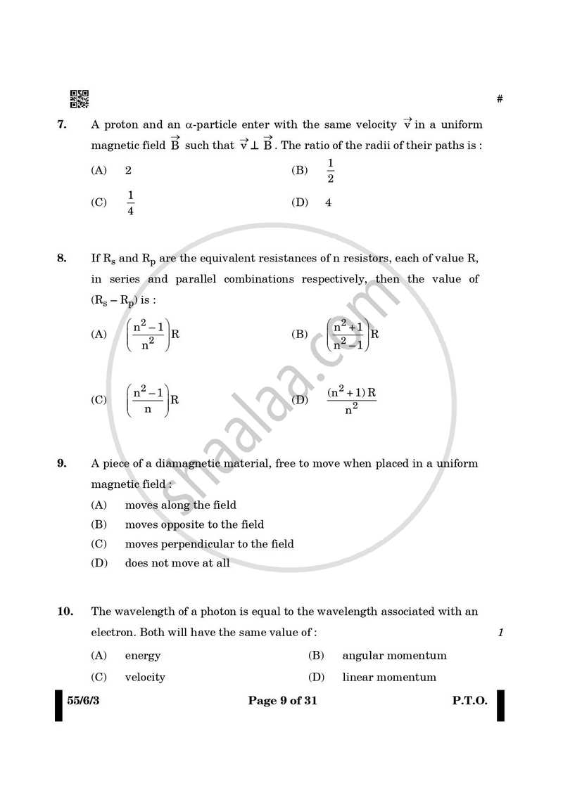 Physics 2024-2025 - CBSE 12th - Class 12 - CBSE (Central Board of Secondary Education) question paper with PDF download