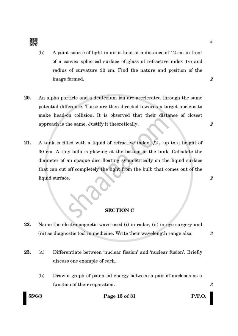 Physics 2024-2025 - CBSE 12th - Class 12 - CBSE (Central Board of Secondary Education) question paper with PDF download