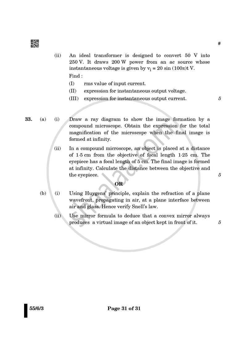 Physics 2024-2025 - CBSE 12th - Class 12 - CBSE (Central Board of Secondary Education) question paper with PDF download