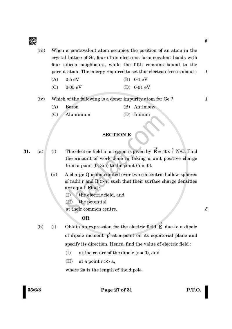 Physics 2024-2025 - CBSE 12th - Class 12 - CBSE (Central Board of Secondary Education) question paper with PDF download