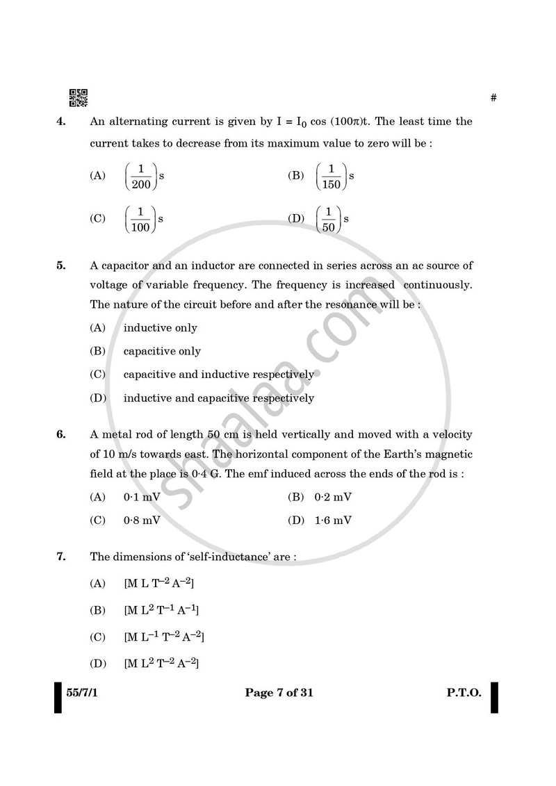 Physics 2024-2025 - CBSE 12th - Class 12 - CBSE (Central Board of Secondary Education) question paper with PDF download