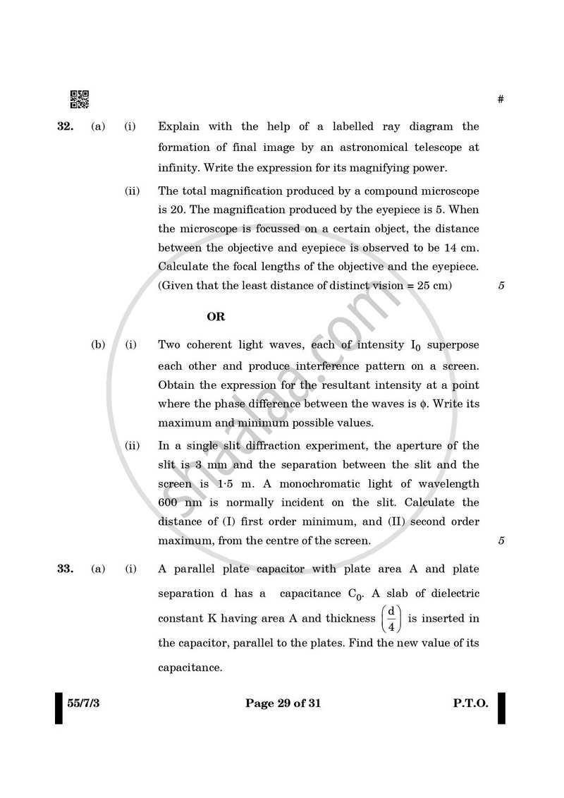 Physics 2024-2025 - CBSE 12th - Class 12 - CBSE (Central Board of Secondary Education) question paper with PDF download