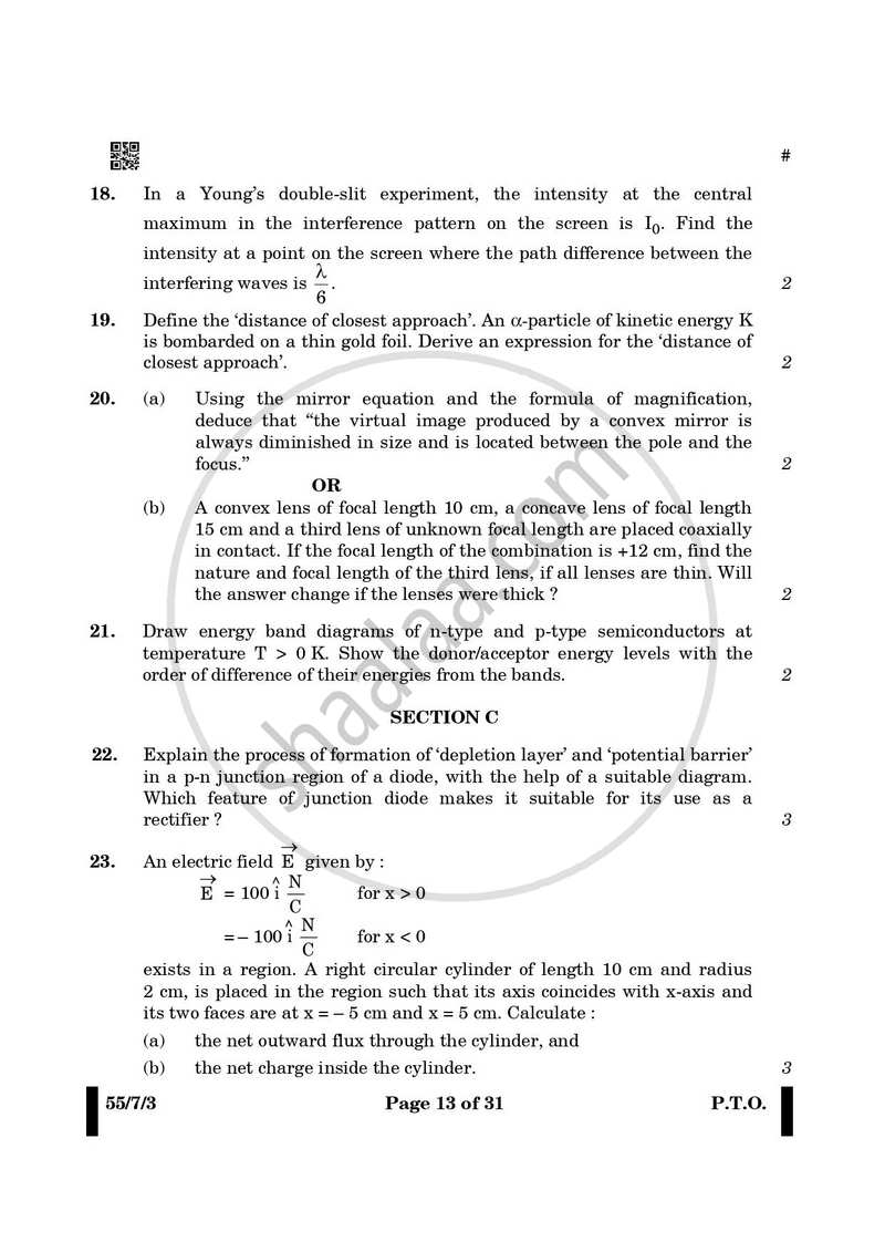 Physics 2024-2025 - CBSE 12th - Class 12 - CBSE (Central Board of Secondary Education) question paper with PDF download