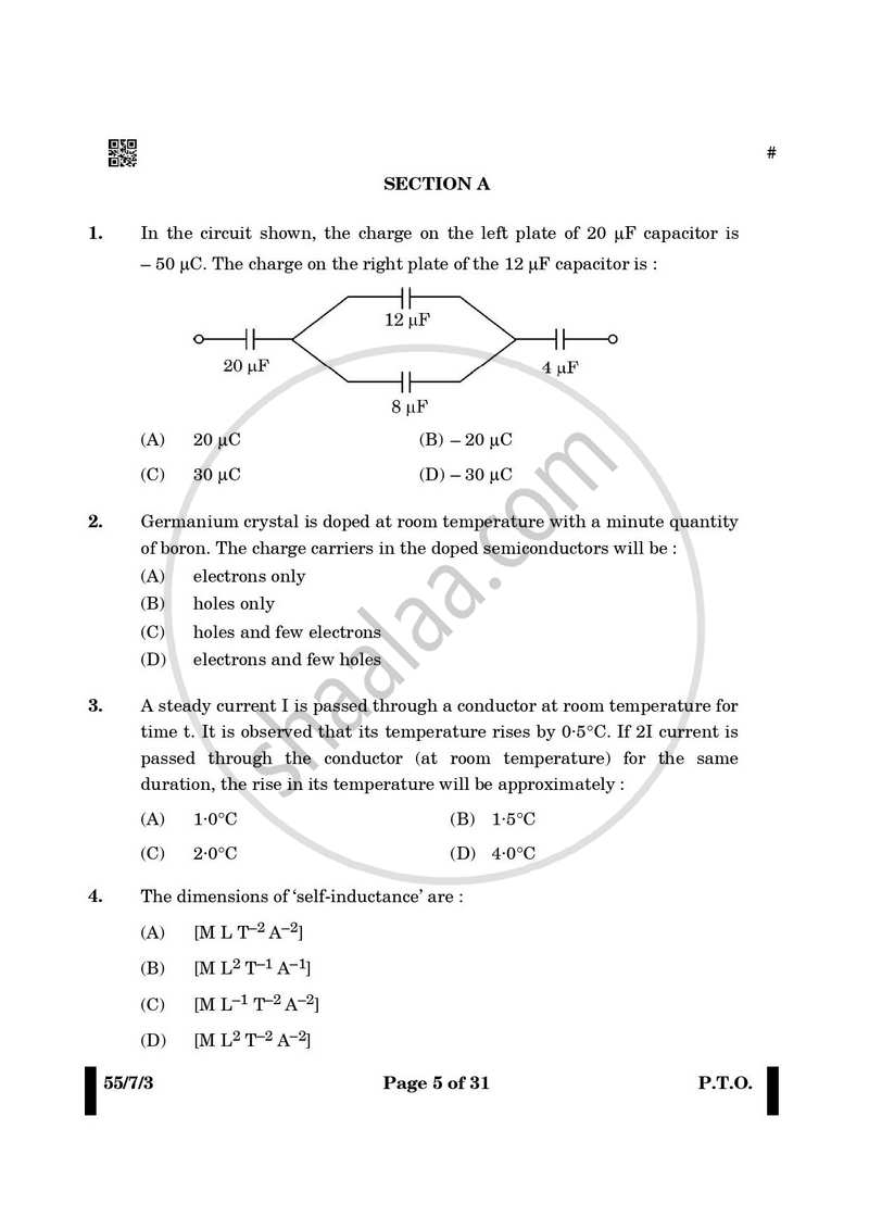 Physics 2024-2025 - CBSE 12th - Class 12 - CBSE (Central Board of Secondary Education) question paper with PDF download