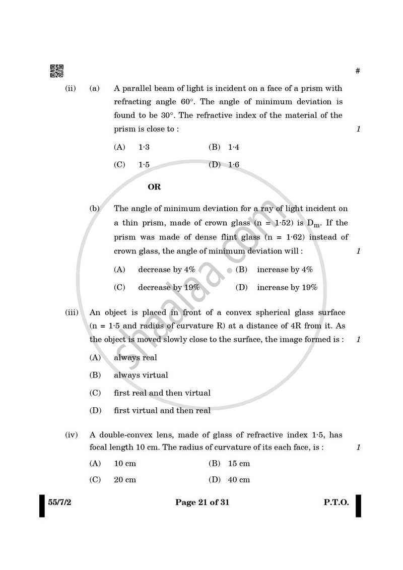 Physics 2024-2025 - CBSE 12th - Class 12 - CBSE (Central Board of Secondary Education) question paper with PDF download