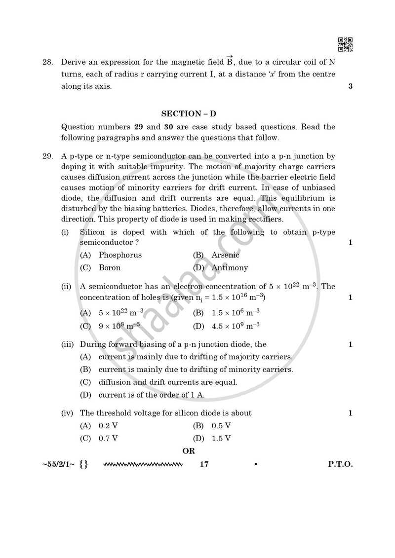 Physics 2025-2026 - CBSE 12th - Class 12 - CBSE (Central Board of Secondary Education) question paper with PDF download