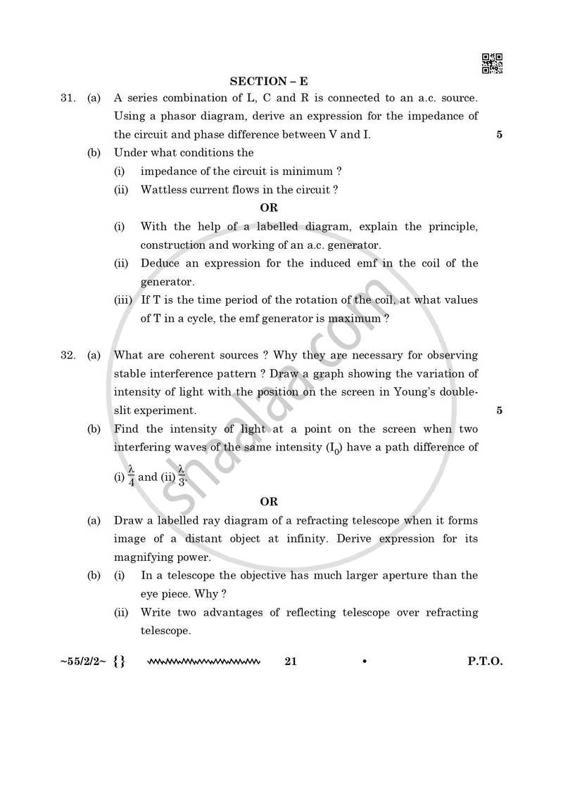 Physics 2025-2026 - CBSE 12th - Class 12 - CBSE (Central Board of Secondary Education) question paper with PDF download