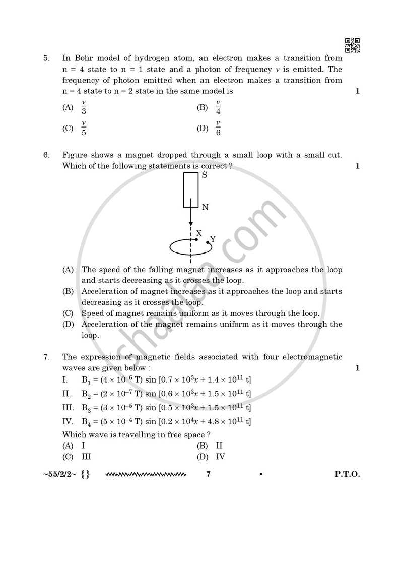 Physics 2025-2026 - CBSE 12th - Class 12 - CBSE (Central Board of Secondary Education) question paper with PDF download