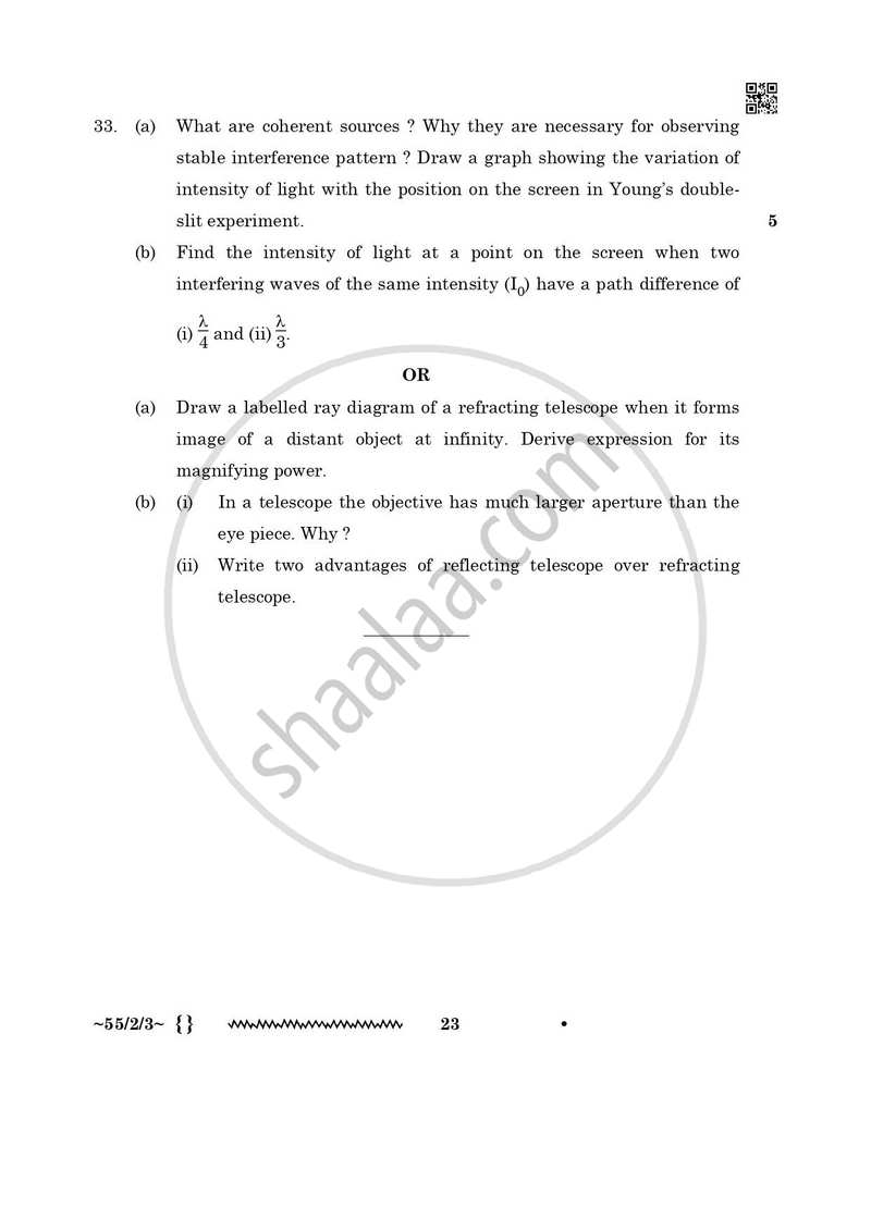 Physics 2025-2026 - CBSE 12th - Class 12 - CBSE (Central Board of Secondary Education) question paper with PDF download