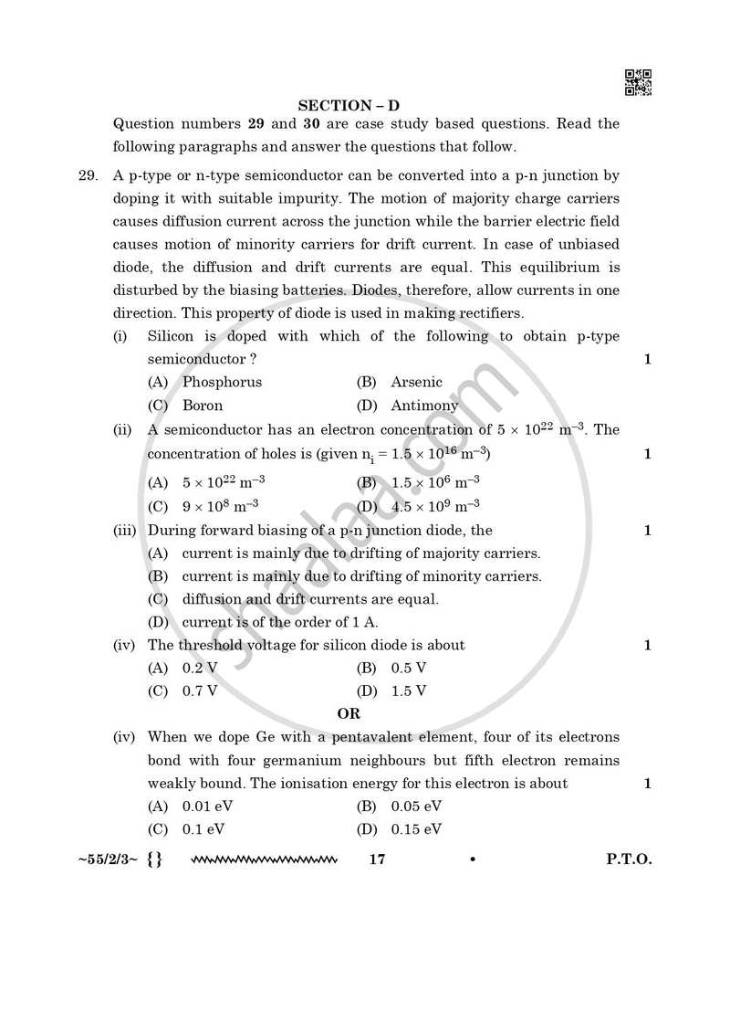 Physics 2025-2026 - CBSE 12th - Class 12 - CBSE (Central Board of Secondary Education) question paper with PDF download