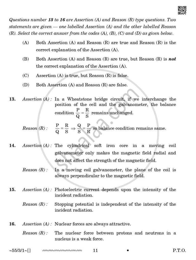 Physics 2025-2026 - CBSE 12th - Class 12 - CBSE (Central Board of Secondary Education) question paper with PDF download