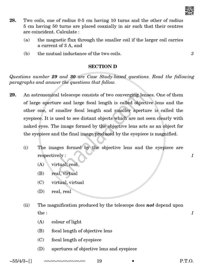 Physics 2025-2026 - CBSE 12th - Class 12 - CBSE (Central Board of Secondary Education) question paper with PDF download